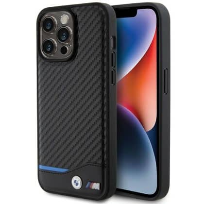 Bmw Bmhcp15x22nbck Θήκη iPhone 15 Pro Max 6.7" Μαύρη Από Δερμάτινο Και Carbon