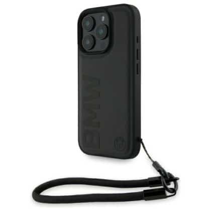 BMW Signature Leather Wordmark Cord - θήκη για Apple iPhone 16 Pro - Μαύρο