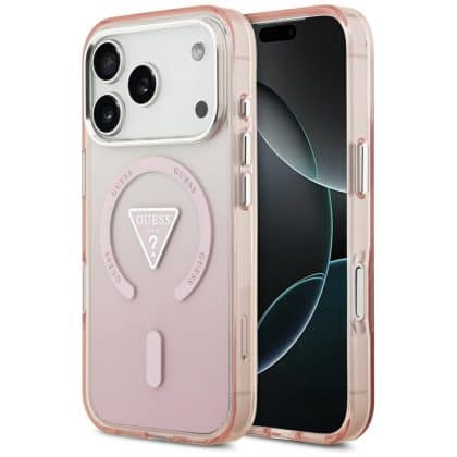 Guess IML Gradient Triangle Logo MagSafe - θήκη για Apple iPhone 17 Pro - Ροζ