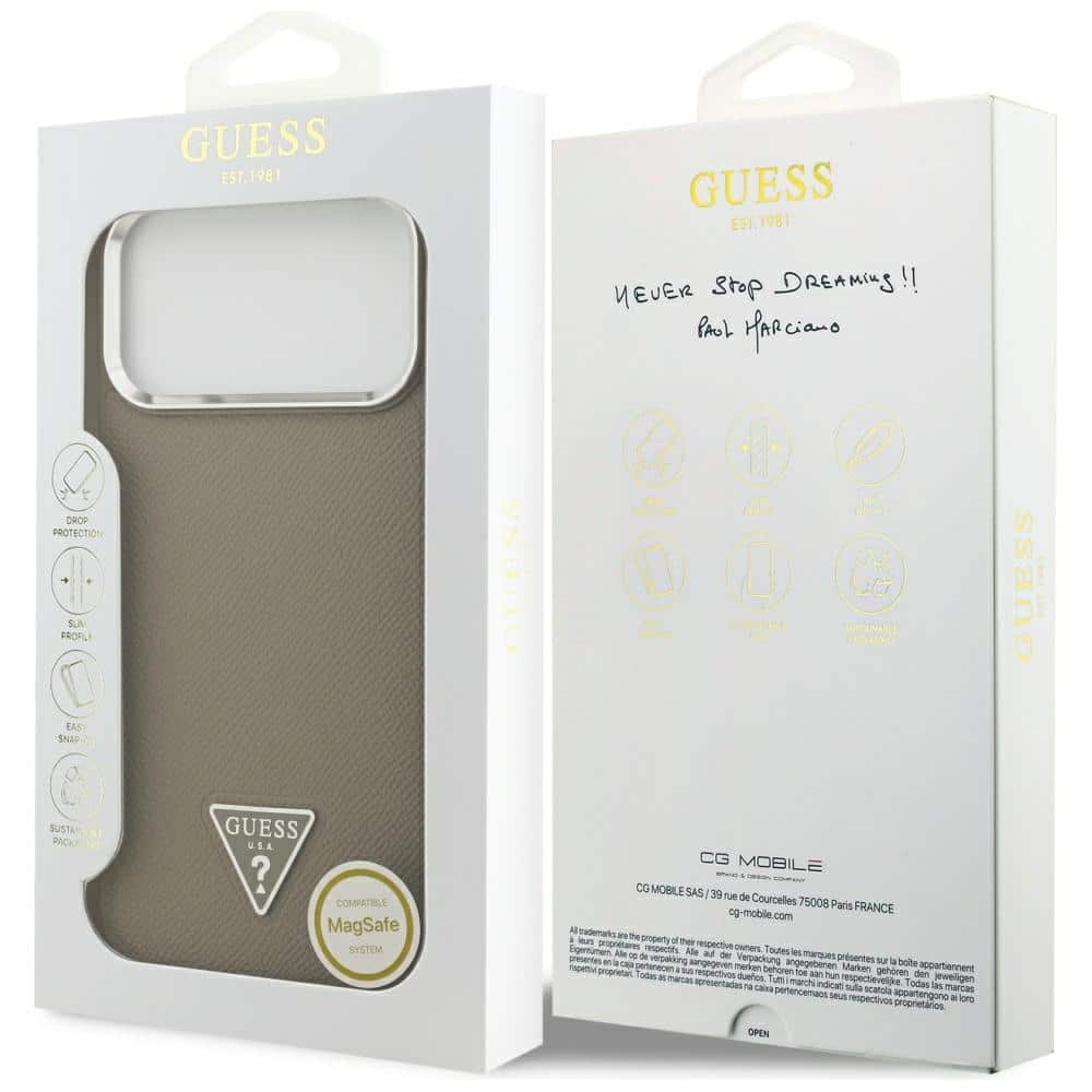 Θήκη Guess Grained Triangle Logo Magsafe Για iPhone 17 Pro Max Καφέ - Image 8
