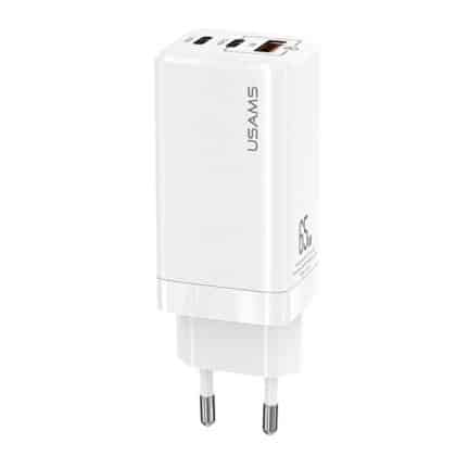 Φορτιστής Τοίχου Usams Mt 2xusb-C + USB Gan 65w T33 Pd (μόνο Κεφάλι) Γρήγορη Φόρτιση Λευκός Cc110tc02 (us-Cc)