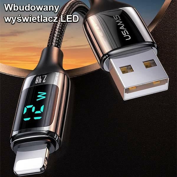 Usams Πλεκτό Καλώδιο U78 Lightning 1.2m Led 2.4a Γρήγορης Φόρτισης Μαύρο Sj543usb01 (us-Sj543) - Image 2