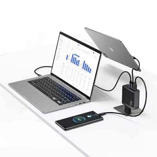 Φορτιστής Usams 2xusb-C + 1xusb T52pd140w Pd Γρήγορης Φόρτισης Us-Cc168 + Καλώδιο U82 USB-C/usb-C Us-Sj581 - Image 4
