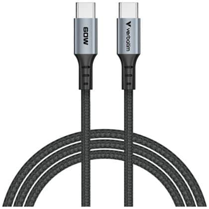 Verbatim Καλώδιο Συγχρονισμού Και Φόρτισης USB-C Σε USB-C Qc Pd 60w 120cm Μαύρο 31845