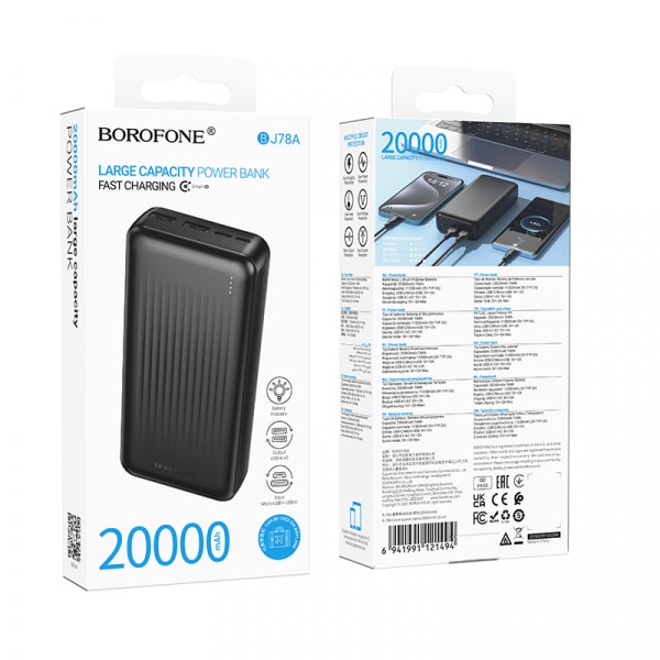 Powerbank Borofone Bj78a Clever, 20000mah, 10w, Black - Image 2