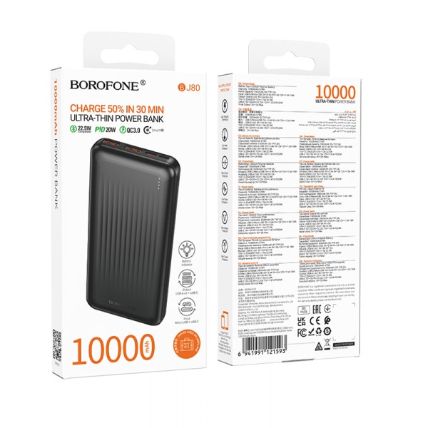 Powerbank Borofone Bj80a Clever, 10000mah, 22.5w, Qc + Pd, Black - Image 2