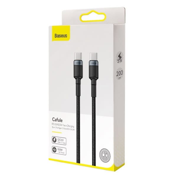USB-C To USB-C Καλώδιο Baseus Cafule, 100w, 5a, 2m, Grey Catklf-Alg1 - Image 5
