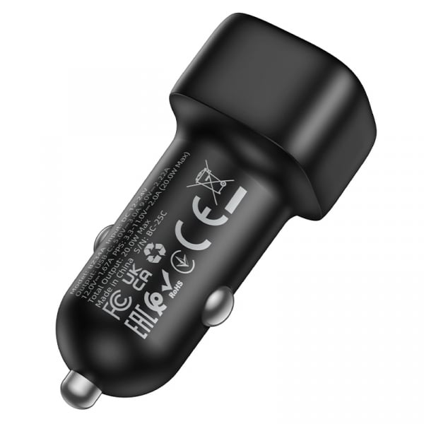 Car Charger Borofone Bz34a Cloud, 20w, 3a, 1 X USB-C, Black - Image 2