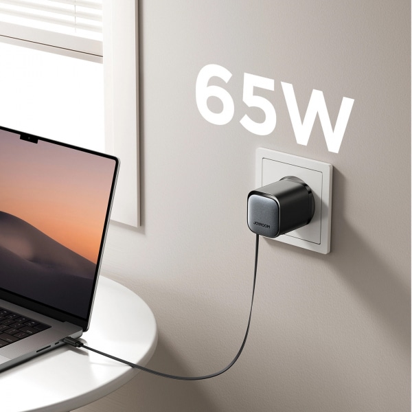 Wall Charger Joyroom Jr-Tcl02, 65w, 3a, 1 X USB-A - 1 X USB-C, With USB-C Καλώδιο, Black - Image 3