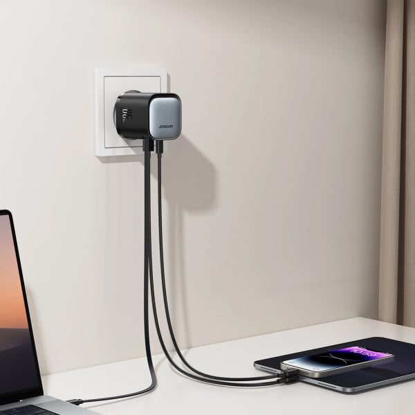 Wall Charger Joyroom Jr-Tcl02, 65w, 3a, 1 X USB-A - 1 X USB-C, With USB-C Καλώδιο, Black - Image 4