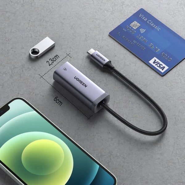 Ethernet Adapter Ugreen Cm483, Rj45, USB-C, Grey - Image 2
