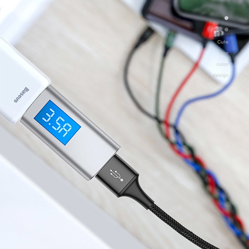 Baseus - Data Cable 4in1 (ca1t4-B01) - Usb To Lightning, 2 X Type-C, Micro-Usb, 3.5a, 1.2m - Black - Image 5