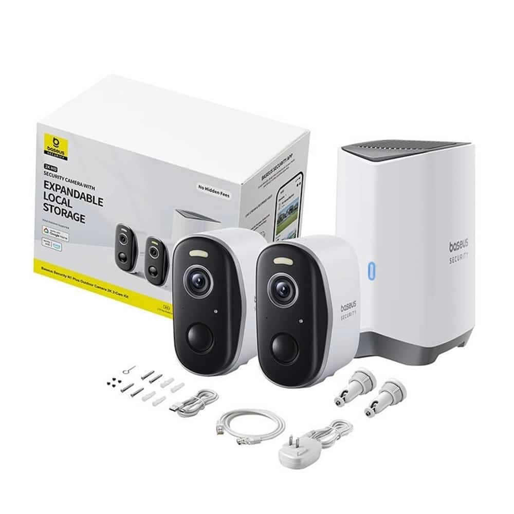 Baseus - Outdoor Camera Security N1 Plus (s0ty002131) - 2k, 16gb, 2 Camera Kit, Two-Way Talk, Night Vision, Ip67 - Moon White - Image 7