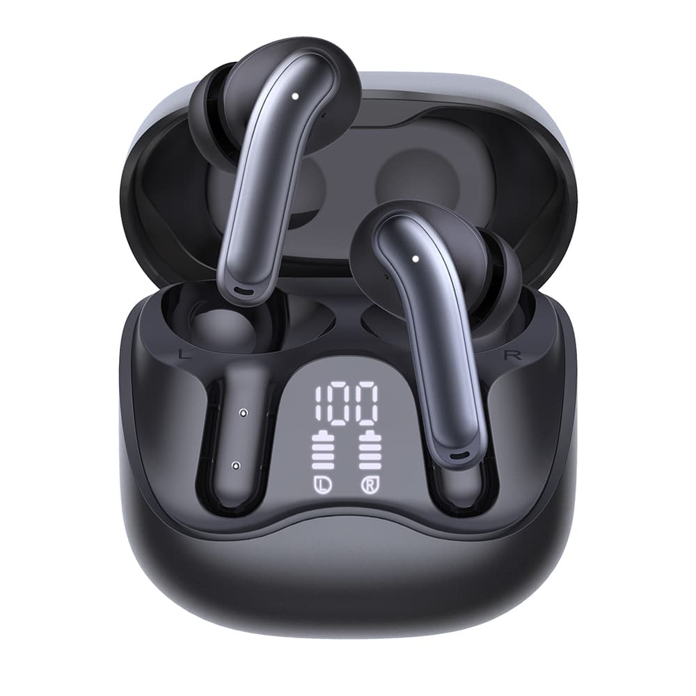 Techsuit - Premium Wireless Earbuds Echofit pro (cw5) - Bluetooth V5.4, Anc, Enc, 400mah, Multi-Connect, Fast Charging, 6 Mic - Black - Image 4