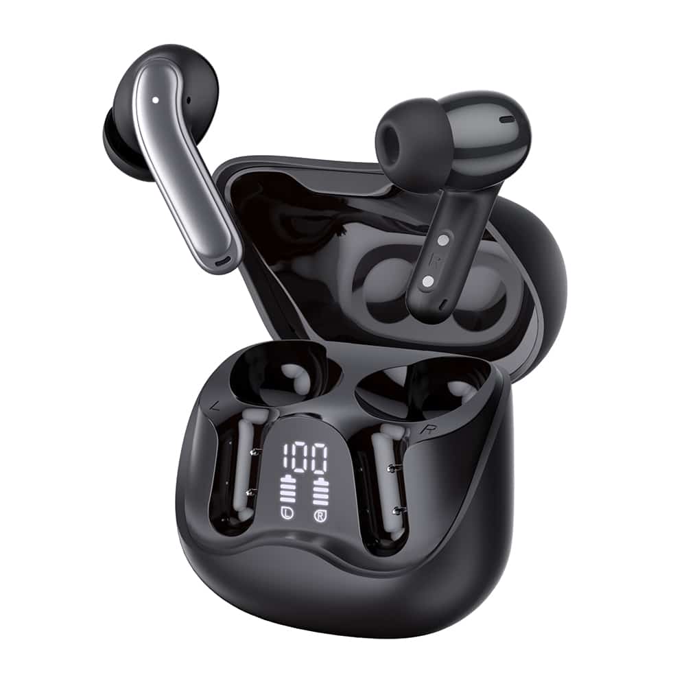 Techsuit - Premium Wireless Earbuds Echofit pro (cw5) - Bluetooth V5.4, Anc, Enc, 400mah, Multi-Connect, Fast Charging, 6 Mic - Black - Image 3