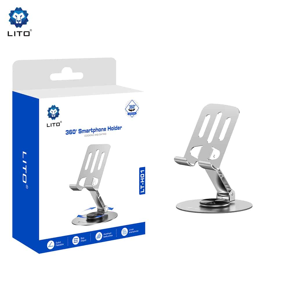 Lito - Phone Holder (lt-H01) - Foldable, 360° Rotation, One-Hand Operation, Universal, Anti-Slip Design - Grey - Image 7