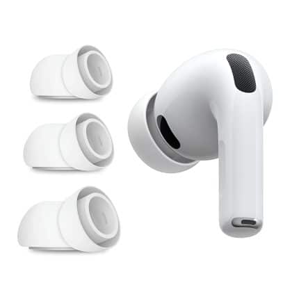 Techsuit - (3 Pack) Replacement Ear Tips Airvibe (et2) - For Apple Airpods Pro 3, Premium Silicone Xs, S, L Sizes - White