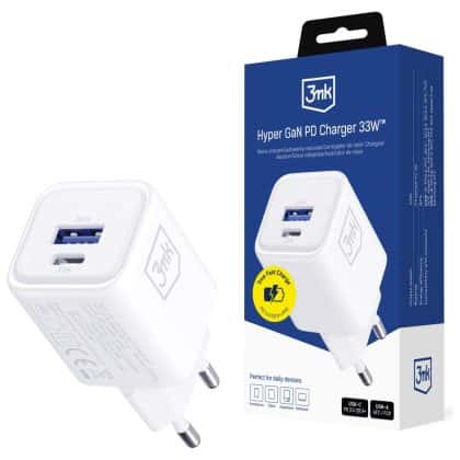 Ładowarka Sieciowa 3mk Hyper Charger Pd   33w Gan Qc4+ Pps Afc Fcp Scp Usb-A + Usb-C Biały