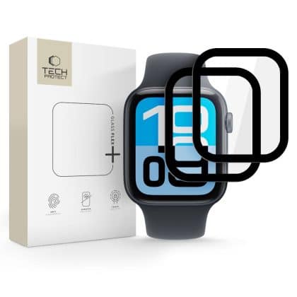 Υβριδικό γυαλί Tech-Protect Glass Flex+ 2-Pack Apple Watch 4 / 5 / 6 / Se 1 / 2 / 3 (44mm) Black