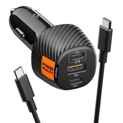 Spigen Essential Ev1133 3-Port Car Charger 113w Black