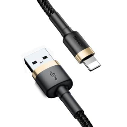 Baseus - Data Cable Cafule (calklf-Bv1) - Usb To Lightning, 2.4a, 480mbps, 1m - Black / Gold