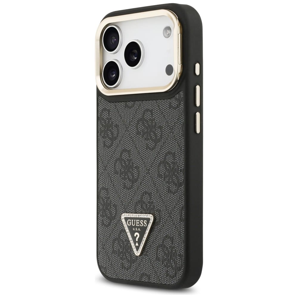 Case Guess 4g Pu Triangle Logo & Stand Camera Magsafe For iPhone 17 Pro Black - Image 2