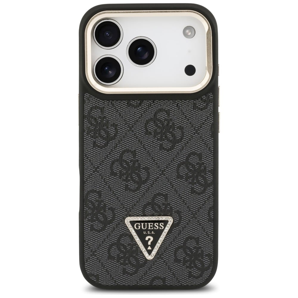 Case Guess 4g Pu Triangle Logo & Stand Camera Magsafe For iPhone 17 Pro Black - Image 3