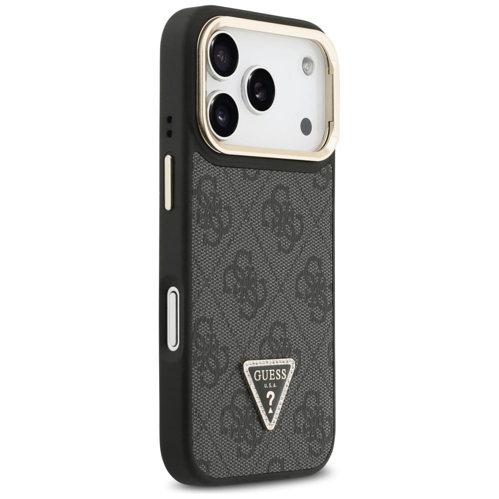 Case Guess 4g Pu Triangle Logo & Stand Camera Magsafe For iPhone 17 Pro Black - Image 4