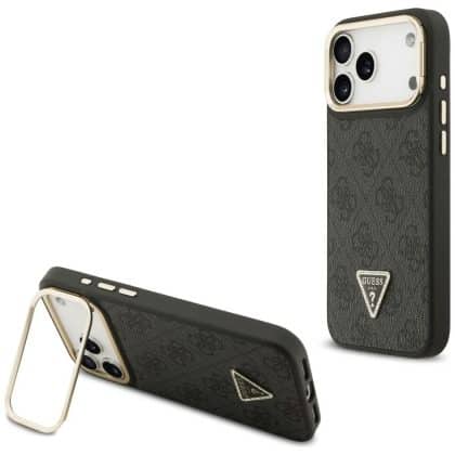 Guess 4G PU Triangle Logo & Stand Camera Magsafe - θήκη για Apple iPhone 17 Pro Max - Μαύρο
