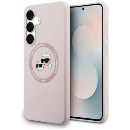 Karl Lagerfeld Silicone Karl&Choupette Heads MagSafe - θήκη για Samsung Galaxy S25 FE - Ροζ