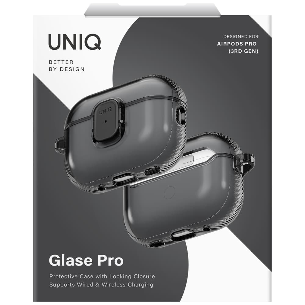 Case Uniq Glase Pro For Airpods Pro 3 Lock Case Smoke - Image 6