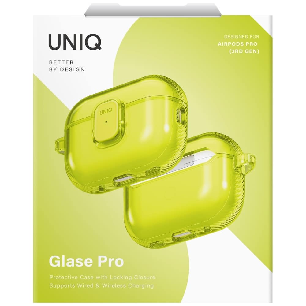 Case Uniq Glase Pro For Airpods Pro 3 Lock Case Yellow - Image 6