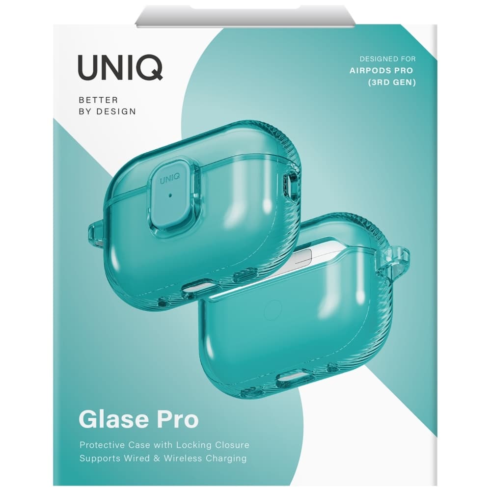 Case Uniq Glase Pro For Airpods Pro 3 Lock Case Turquoise - Image 6