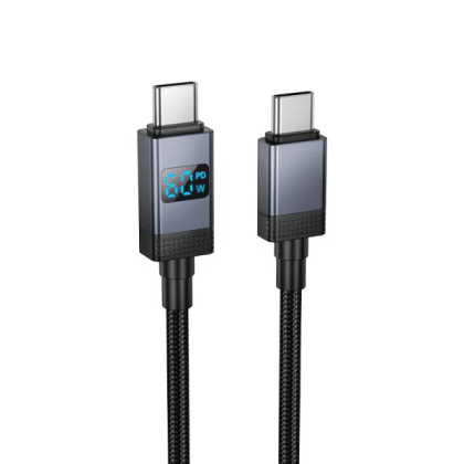 Usb-C To Usb-C Καλώδιο Hoco X118 Display, 60w, 3a, 1m, Black