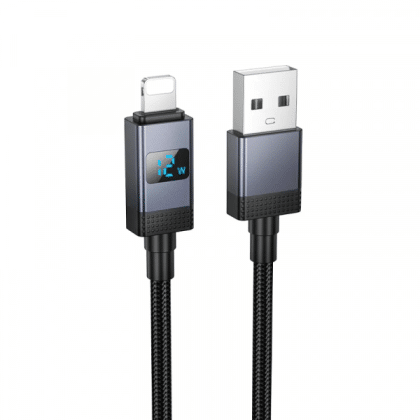 Usb-A To Lightning Καλώδιο Hoco X118 Display, 12w, 2.4a, 1m, Black