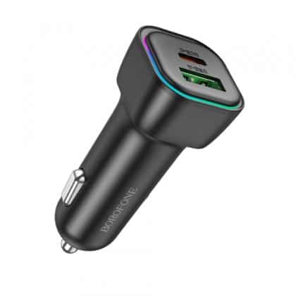 Car Charger Borofone Bz28a Trophie, 30w, 3a, 1 X Usb-A - 1 X Usb-C, Black