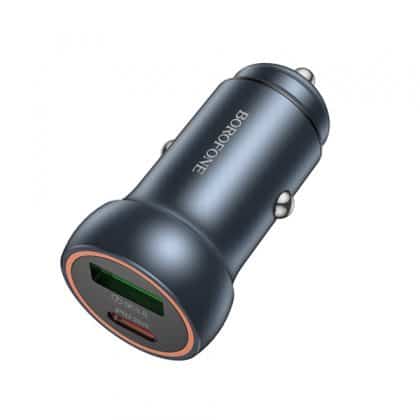 Car Charger Borofone Bz32a Fresh, 30w, 3a, 1 X Usb-A - 1 X Usb-C, Grey