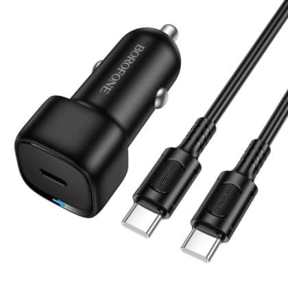 Car Charger Borofone Bz34a Cloud, 20w, 3a, 1 X Usb-C, With Usb-C Καλώδιο, Black