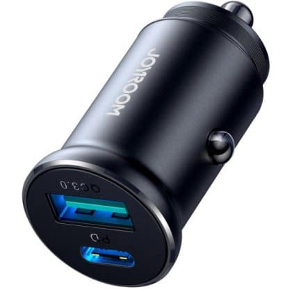 Car Charger Joyroom Jr-Ccn05, 30w, 3a, 1 X Usb-A - 1 X Usb-C, Black