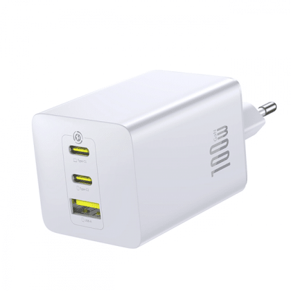 Wall Charger Baseus Enerfill Fe11, 100w, 5a, 1 X Usb-A - 2 X Usb-C, White P10182102213-00