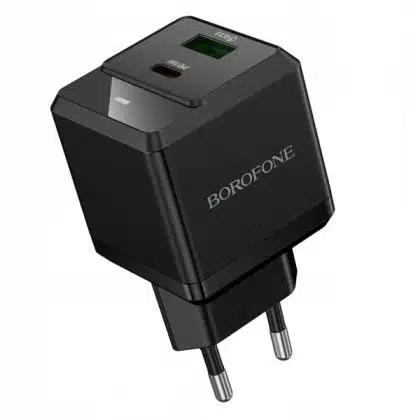 Wall Charger Borofone Bn19 Intenso, 20w, 3a, 1 X Usb-A - 1 X Usb-C, Black