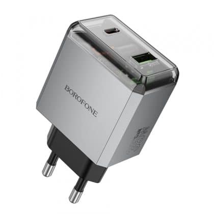 Wall Charger Borofone Bn20 Lena, 35w, 3a, 1 X Usb-A - 1 X Usb-C, Grey