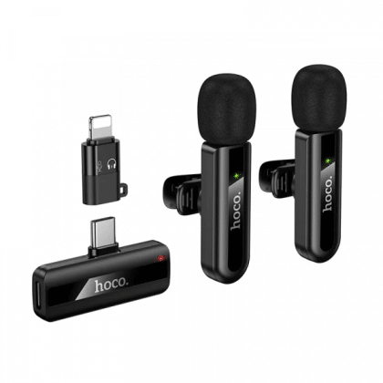 Wireless Microphone Hoco L20a, Usb-C / Lightning, 2-Pack, Black