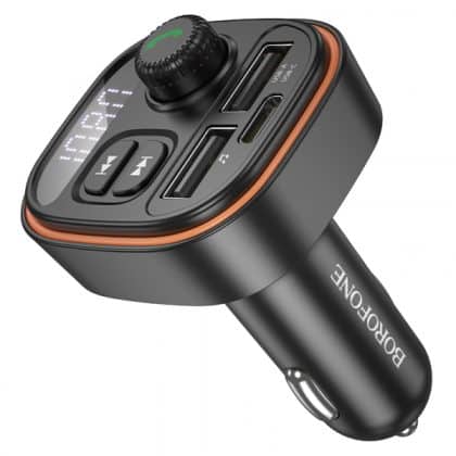 Bluetooth Fm Transmitter And Car Charger Borofone Bc59 Heroic, 2 X Usb-A - 1 X Usb-C, Black