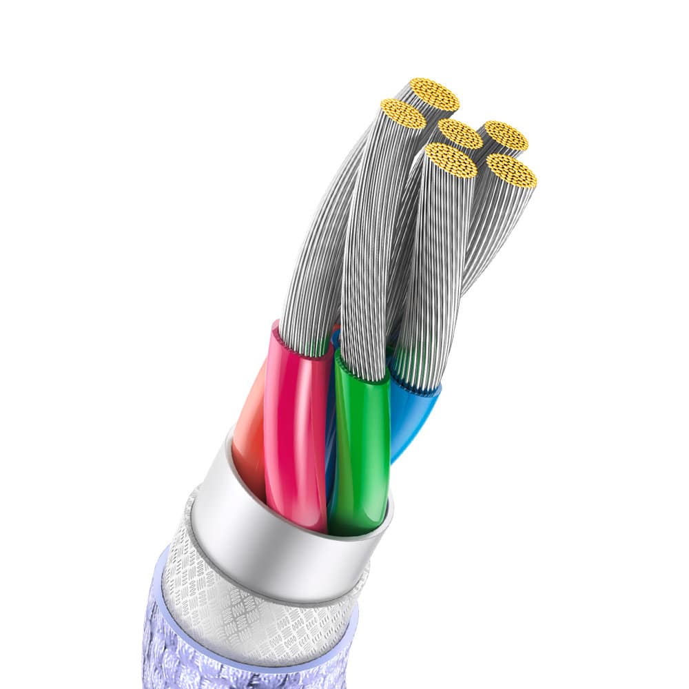 Baseus - Data Cable Crystal Shine (cajy000405) - Usb To Type-C, 100w, 1.2m, Super Fast Charging, Nylon Braided - Purple - Image 4