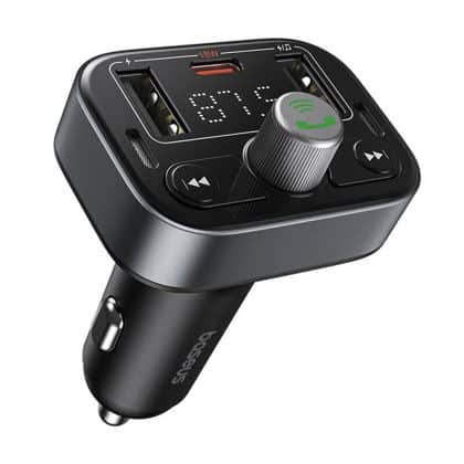 Baseus - Fm Modulator And Car Charger S-09 Pro (c10762200113-00) - 2x Usb, Type-C, Bluetooth 5.3, Digital Display - Black