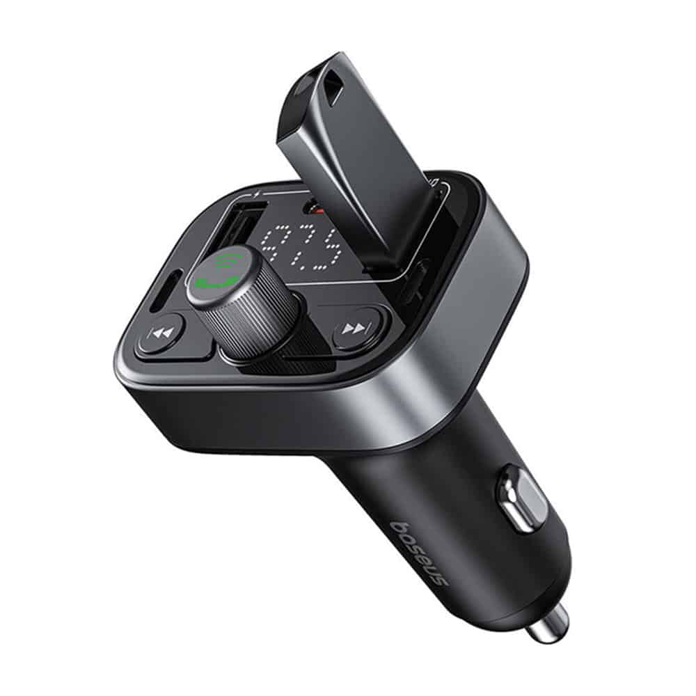 Baseus - Fm Modulator And Car Charger S-09 Pro (c10762200113-00) - 2x Usb, Type-C, Bluetooth 5.3, Digital Display - Black - Image 3