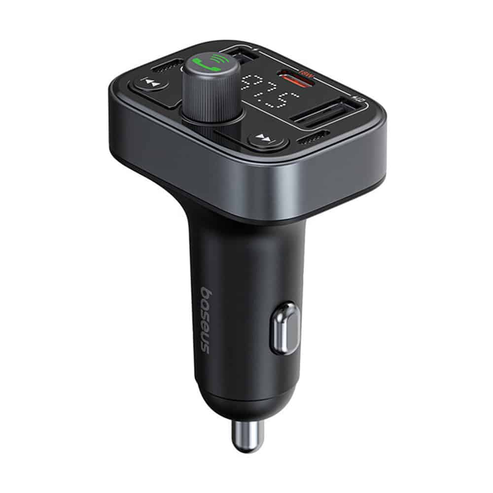 Baseus - Fm Modulator And Car Charger S-09 Pro (c10762200113-00) - 2x Usb, Type-C, Bluetooth 5.3, Digital Display - Black - Image 2