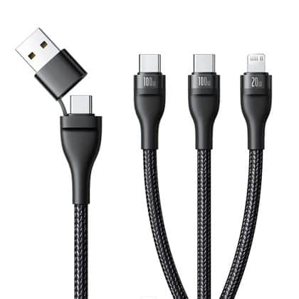 Baseus - Data Cable Flash Series 3 (p10377501111-00) - Fast Charge, Usb, Usb-C To Lightning, 2x Usb-C, 100w, 1.5m - Black