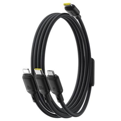 Baseus - Data Cable Silky (p10377706123-00) - Fast Charge, Type-C To Micro-Usb, Lightning, Usb-C, 100w, 1.5m - Cosmic Black